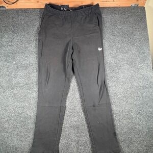 Nike Sweatpants Men 34x30.5 Black Dri Fit Swoosh Logo Mid Rise Training Straight